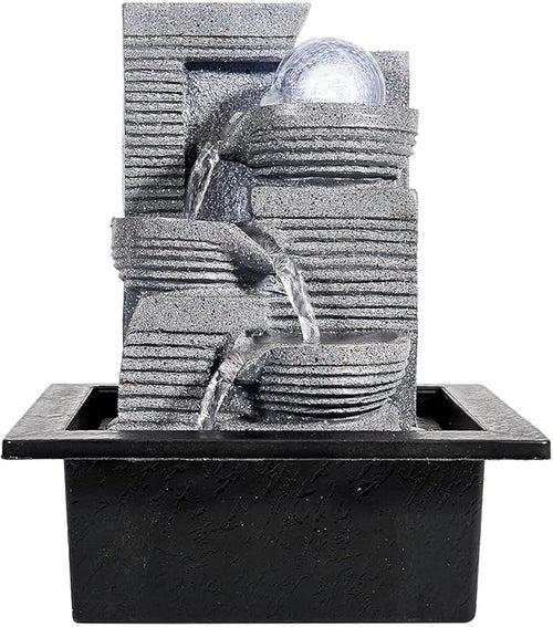 Living White Light LED Indoor Fountain, Living Room Desk Fountain Decoration with Lighting, Resin, 17 x 22 x 25 cm