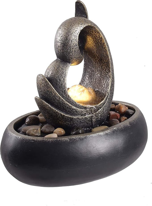 Teamson Home Indoor Table Water Feature Small Zen Fountain with Lights