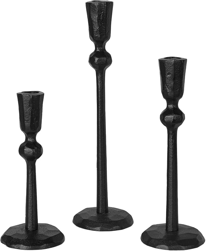 Iron Taper Candle Holder - Set of 3 Decorative Candle Stand, Candlestick Holder for Wedding, Dinning, Party