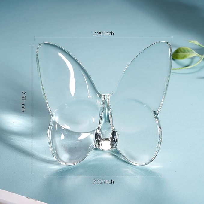 Crystal Butterfly Figurines,Flying Butterfly Figurine Decor Crystal Cut Glass Butterfly Ornament Statue Animal Collectible Home Ornament Decor Transparent