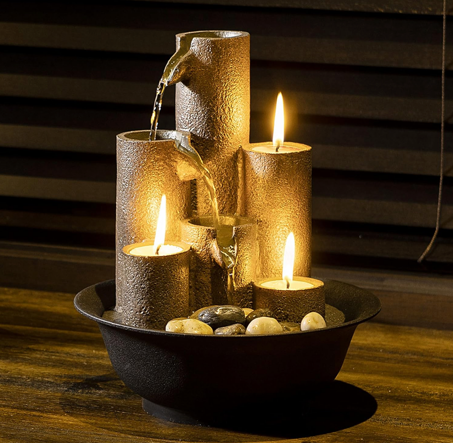 Table Top Water Fountain With Candle Holders