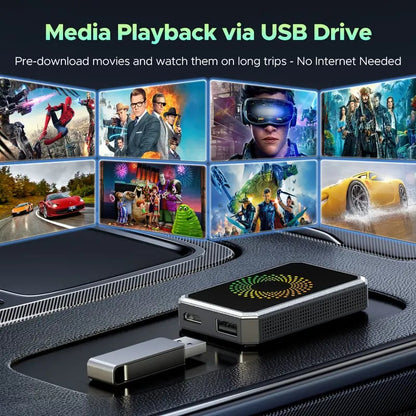 CILIFER® Wired to Wireless Carplay Adapter with Built-in Netflix/YouTube/TikTok APP to Play Video on a Car Screen (DO Not Support Vehicles with Built-in Wireless CarPlay). For iPhone 8-15 & Android 11+