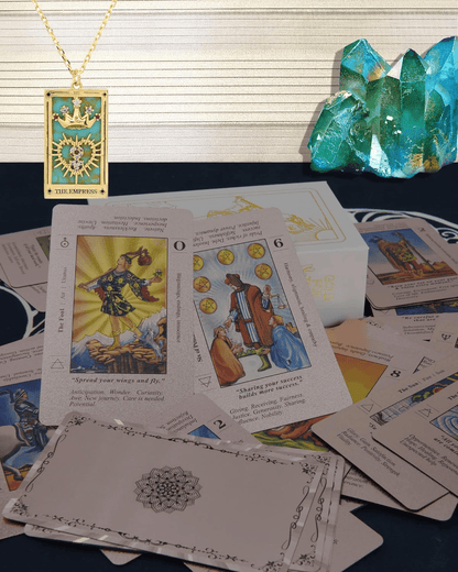 CILIFER® Witchy Cauldron Rose Gold Tarot Cards with Guide Book Waterproof Wrinkle Resistant Foil Tarot Deck for Beginners Includes Chakras Planets Zodiac Signs Elements & Affirmations