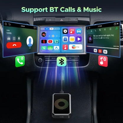 CILIFER® Wired to Wireless Carplay Adapter with Built-in Netflix/YouTube/TikTok APP to Play Video on a Car Screen (DO Not Support Vehicles with Built-in Wireless CarPlay). For iPhone 8-15 & Android 11+