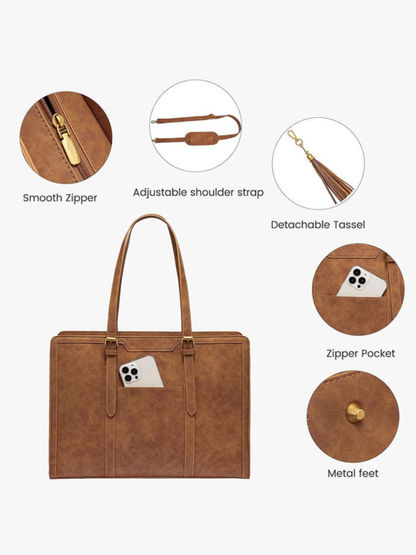 SFRCORD® 2Pcs Vintage Leather Laptop Tote, 15.6" 17.3"