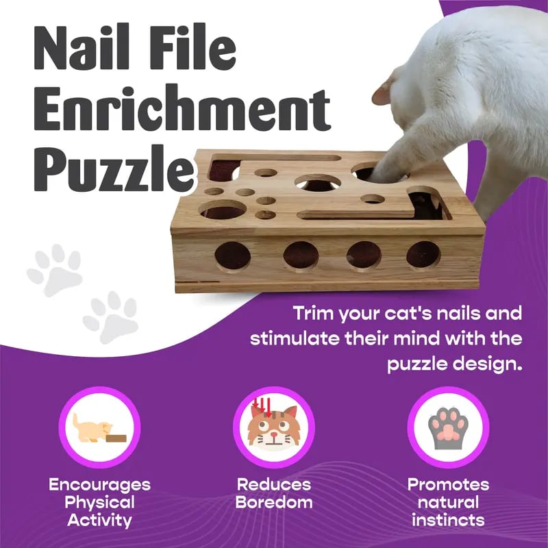 CILIFER® 🎁😻✨Cat Scratch Puzzle Enrichment Box: Nail File Stress Free Alternative to Clippers and Grinders