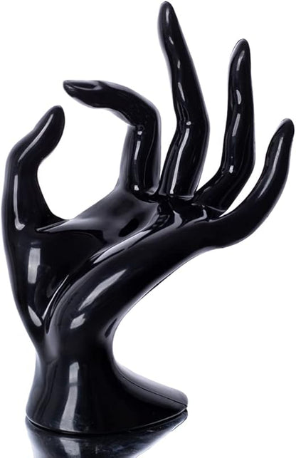 Hand Form Ring Holder Jewelry Display Organization Rack Bracelet Ring Watch Stand Support Aesthetic Y2k Room Decor (Black)