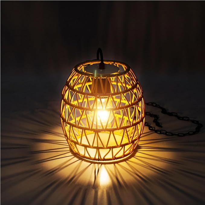 Outdoor Hanging Lamp with Battery, IP44 Waterproof Battery Pendant Light, 6 Hour Timer, Hanging Light Battery for Patio, Bar, Garden, Patio, Living Room, Bedroom, Boho Decoration