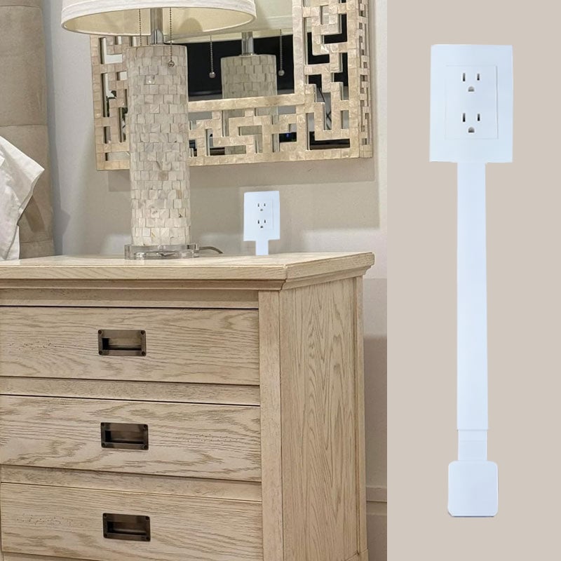 CILIFER® 🔥Outlet Electrical Outlet Extender & 2 AC Outlets Extendable 43-62cm Rotatable 180° for Couches Desks Nightstands