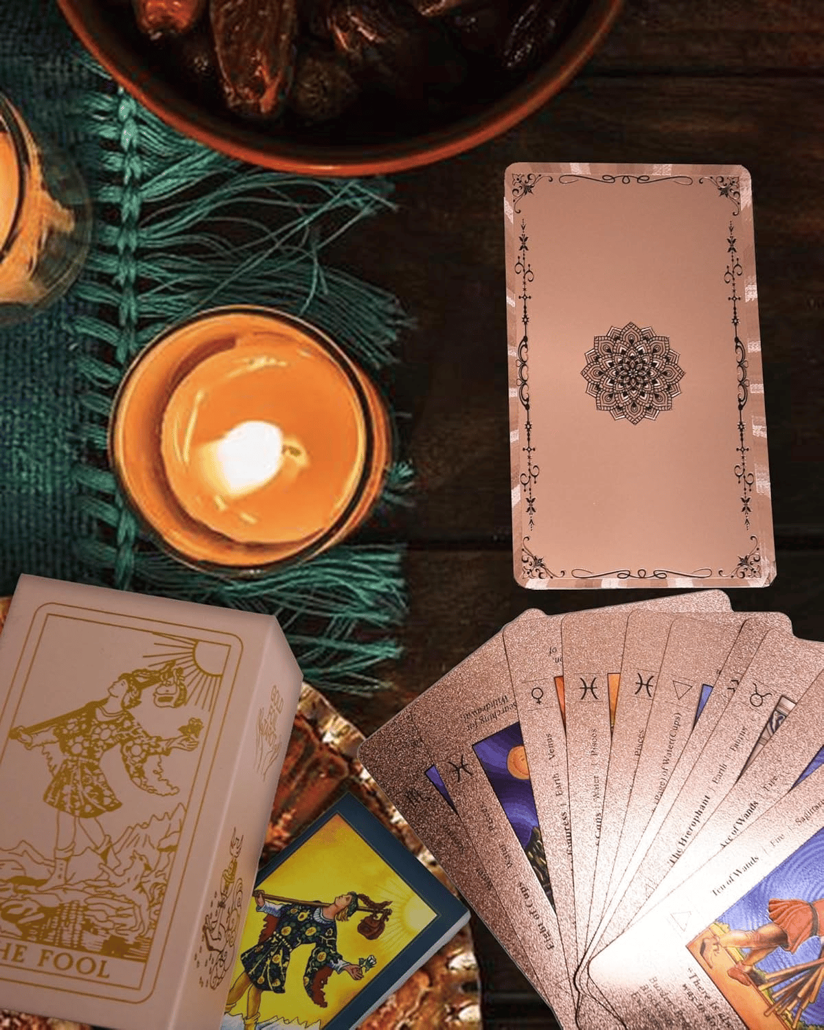 CILIFER® Witchy Cauldron Rose Gold Tarot Cards with Guide Book Waterproof Wrinkle Resistant Foil Tarot Deck for Beginners Includes Chakras Planets Zodiac Signs Elements & Affirmations