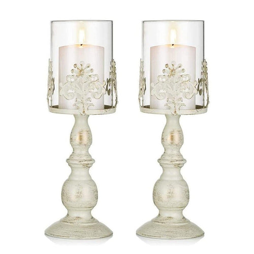 Candle Holders for Pillar Candles Gothic Matte Black Vintage Tall Candle Holders Set of 2 Decorative Large Table Centerpieces Candle Stand Decor (Black 2PCS A)