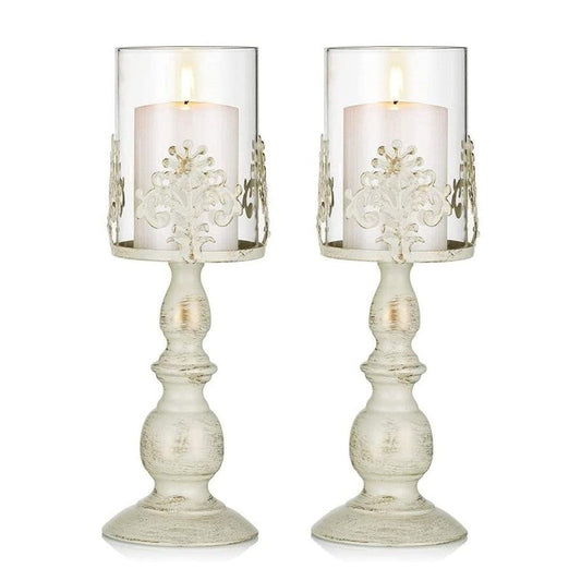 Candle Holders for Pillar Candles Gothic Matte Black Vintage Tall Candle Holders Set of 2 Decorative Large Table Centerpieces Candle Stand Decor (Black 2PCS A)