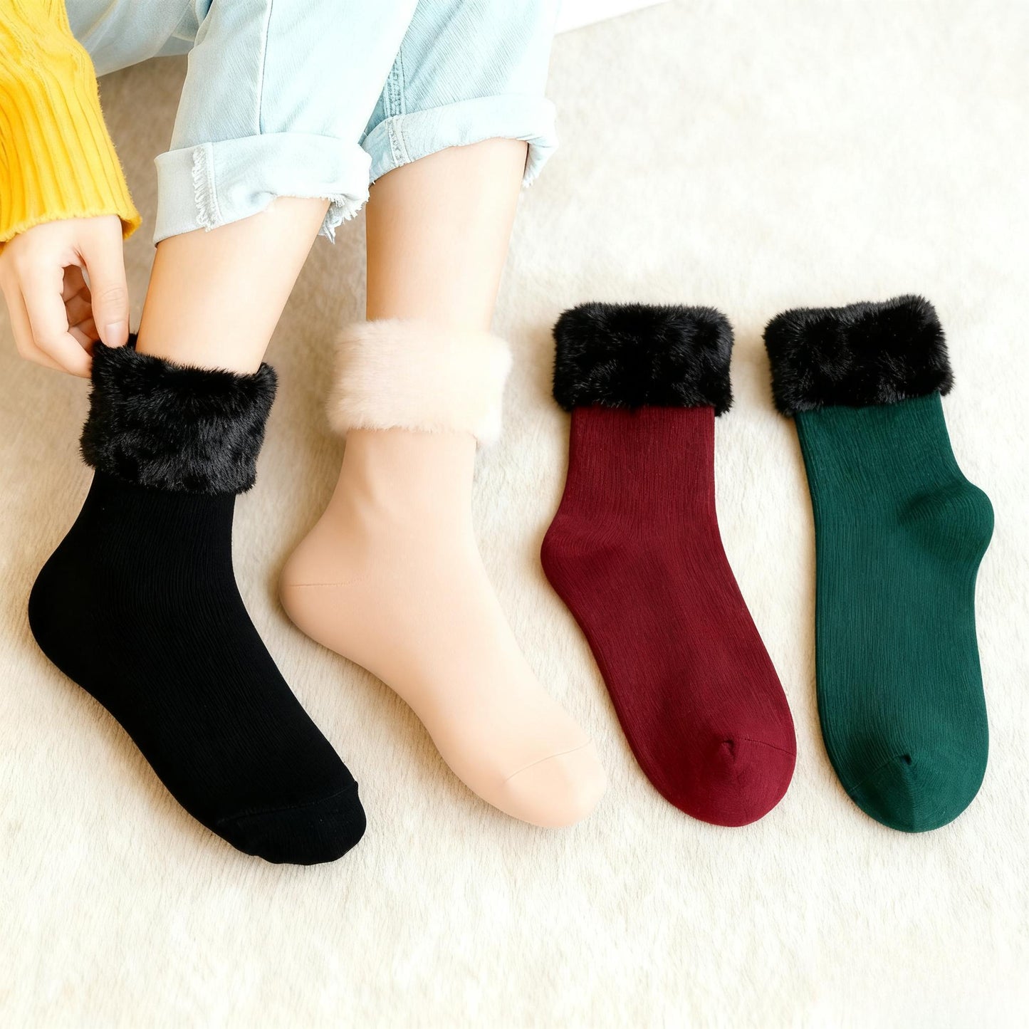SFRCORD® 5 pairs of thick fleece-lined. warm.  snow socks