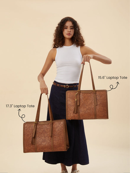 SFRCORD® 2Pcs Vintage Leather Laptop Tote, 15.6" 17.3"