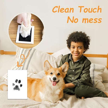 CILIFER® 🐾Paw Print Kit for Dogs & Cats - 4-Pcs Mess-Free Ink Pads. 2 Photo Frames | Clean Touch Pet Paw and Nose Print Keepsake Memorial Gift