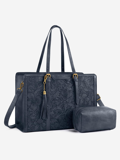 SFRCORD® 2Pcs Vintage Leather Laptop Tote, 15.6" 17.3"