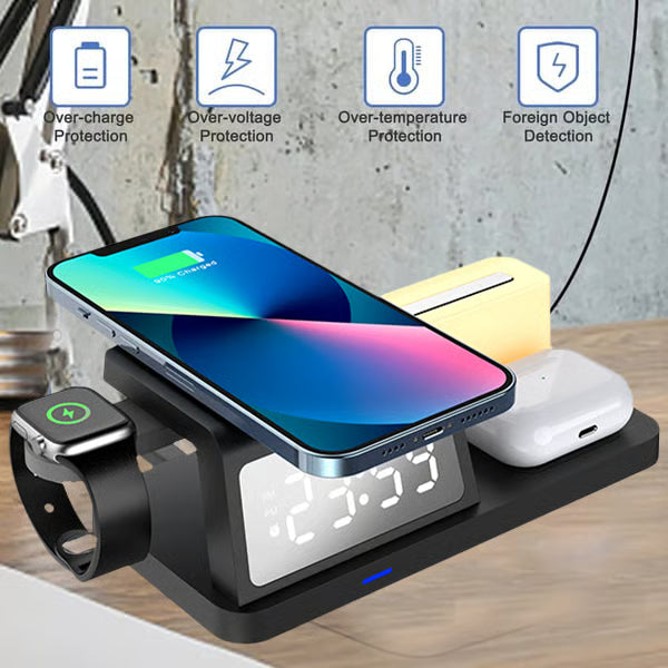 CILIFER® 7 in 1 Charging Station with Clock. Wireless Charger with Night Light(Fast Charging)⚡