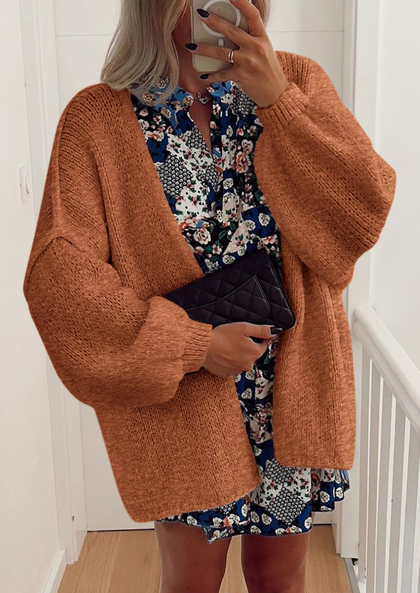 SFRCORD® Womens Oversized Cardigan Sweaters Fall Long Lantern Sleeve Knit Open Front Lightweight Sweater