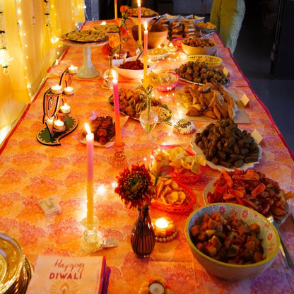 Talking Tables Small Orange Glass Candlestick Holder | Ribbed for Home Décor, Accessories, Halloween Table Decorations, Indoor or Outdoor Dinner Party, Birthday, Wedding