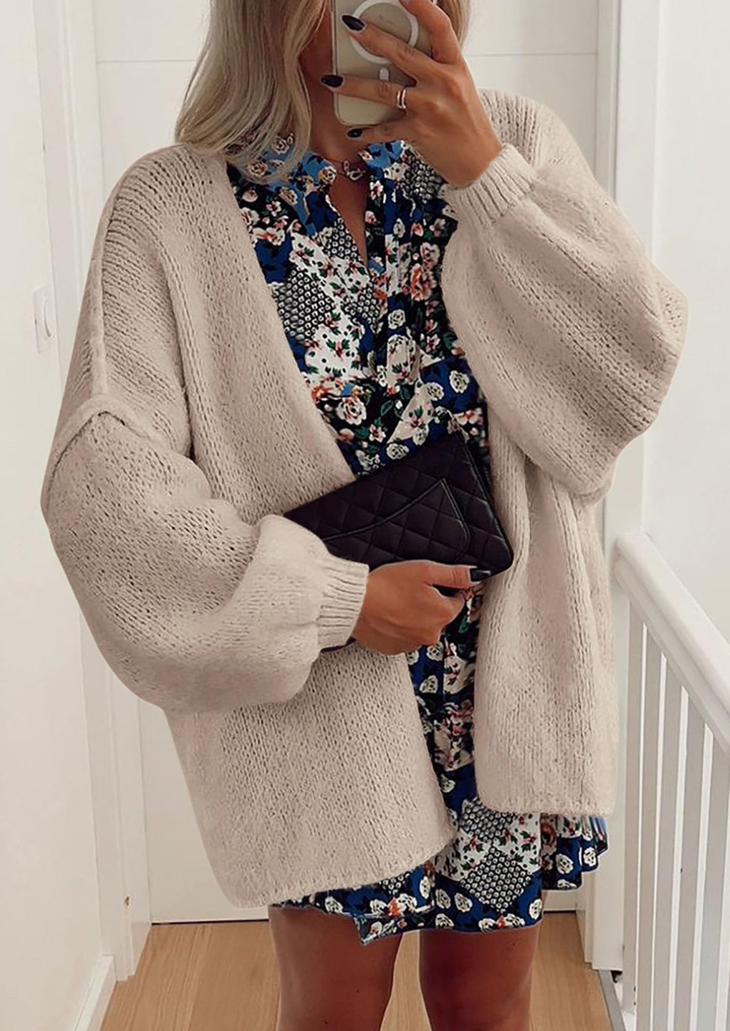 SFRCORD® Womens Oversized Cardigan Sweaters Fall Long Lantern Sleeve Knit Open Front Lightweight Sweater