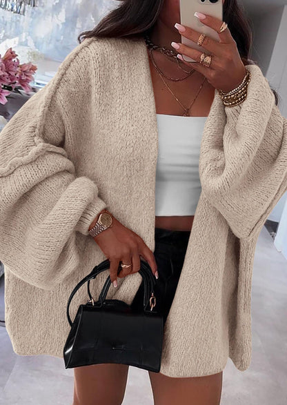 SFRCORD® Womens Oversized Cardigan Sweaters Fall Long Lantern Sleeve Knit Open Front Lightweight Sweater