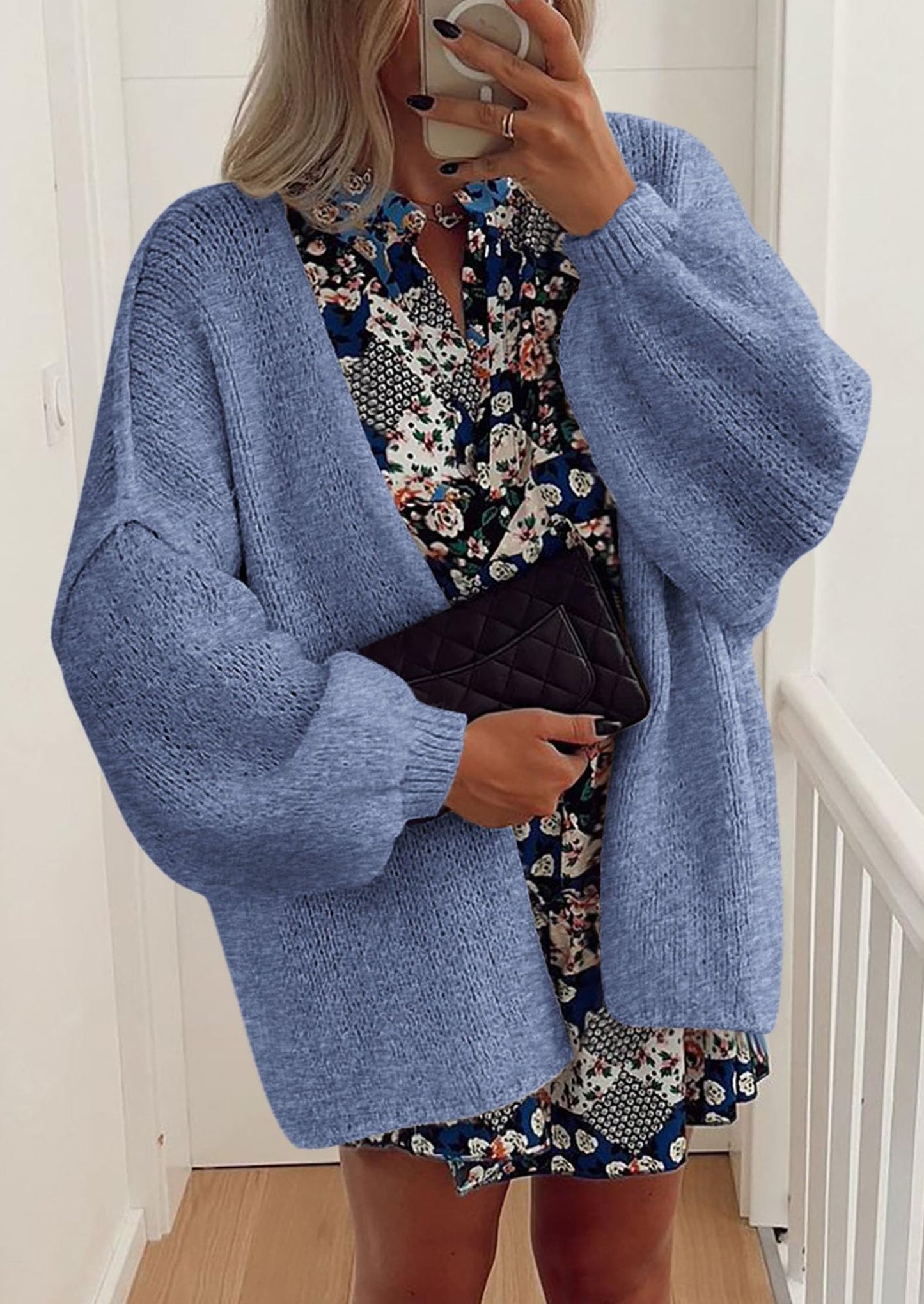 SFRCORD® Womens Oversized Cardigan Sweaters Fall Long Lantern Sleeve Knit Open Front Lightweight Sweater