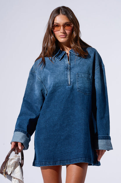 SFRCORD® COOL GIRL OVERSIZED DENIM SHIRT DRESS