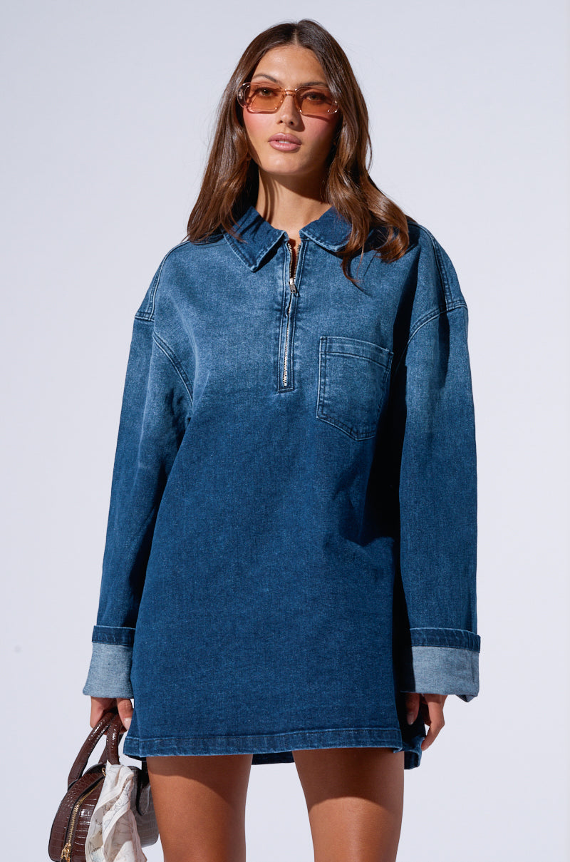 SFRCORD® COOL GIRL OVERSIZED DENIM SHIRT DRESS