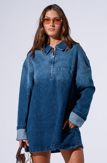 SFRCORD® COOL GIRL OVERSIZED DENIM SHIRT DRESS