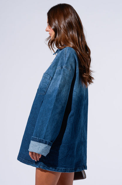 SFRCORD® COOL GIRL OVERSIZED DENIM SHIRT DRESS