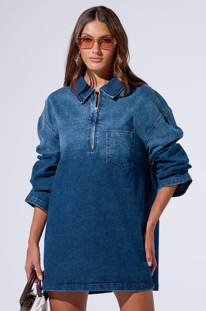 SFRCORD® COOL GIRL OVERSIZED DENIM SHIRT DRESS