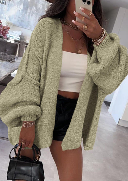 SFRCORD® Womens Oversized Cardigan Sweaters Fall Long Lantern Sleeve Knit Open Front Lightweight Sweater