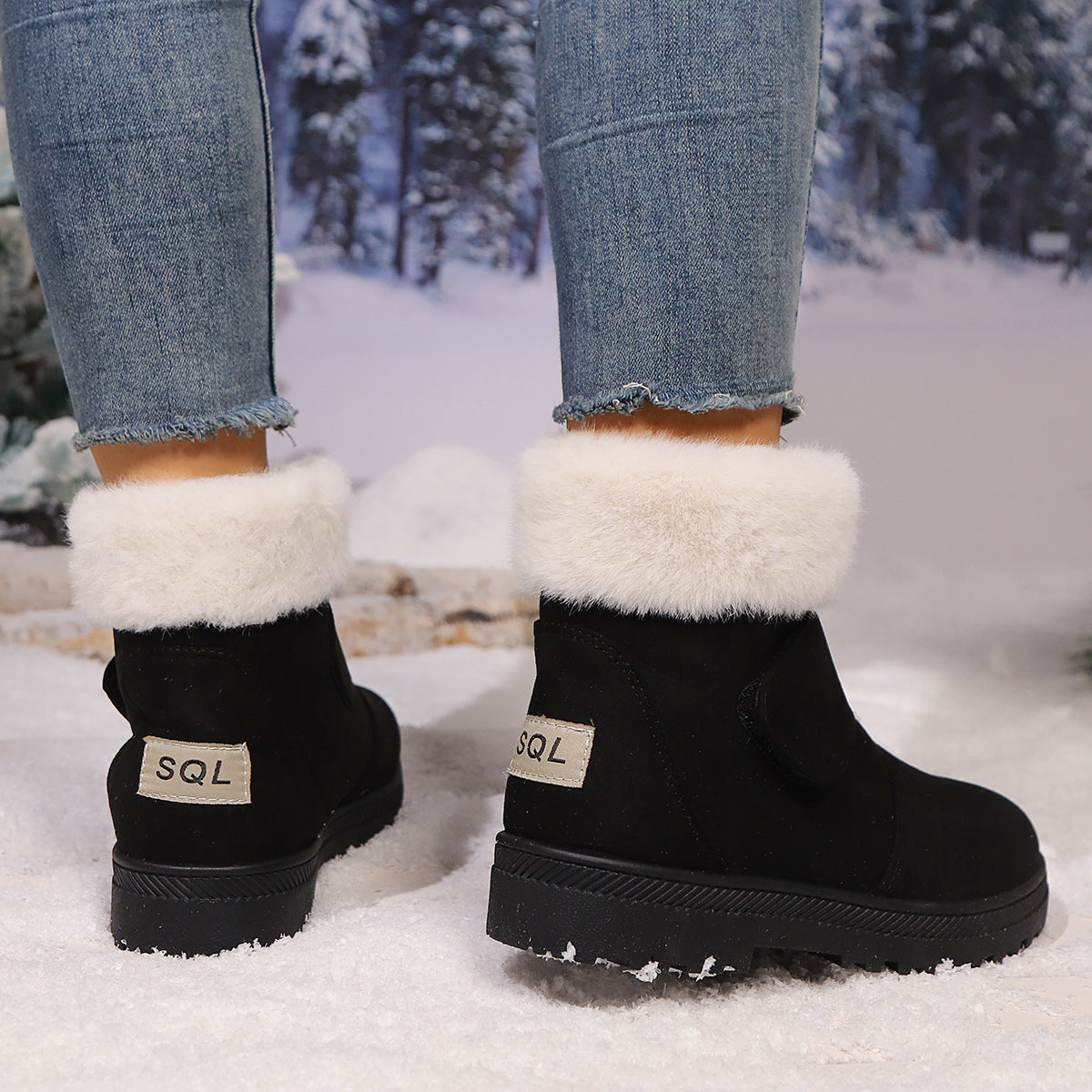 SFRCORD® Women's Winter Slip-On Low Heel Non-Slip TPU Sole Snow Boots