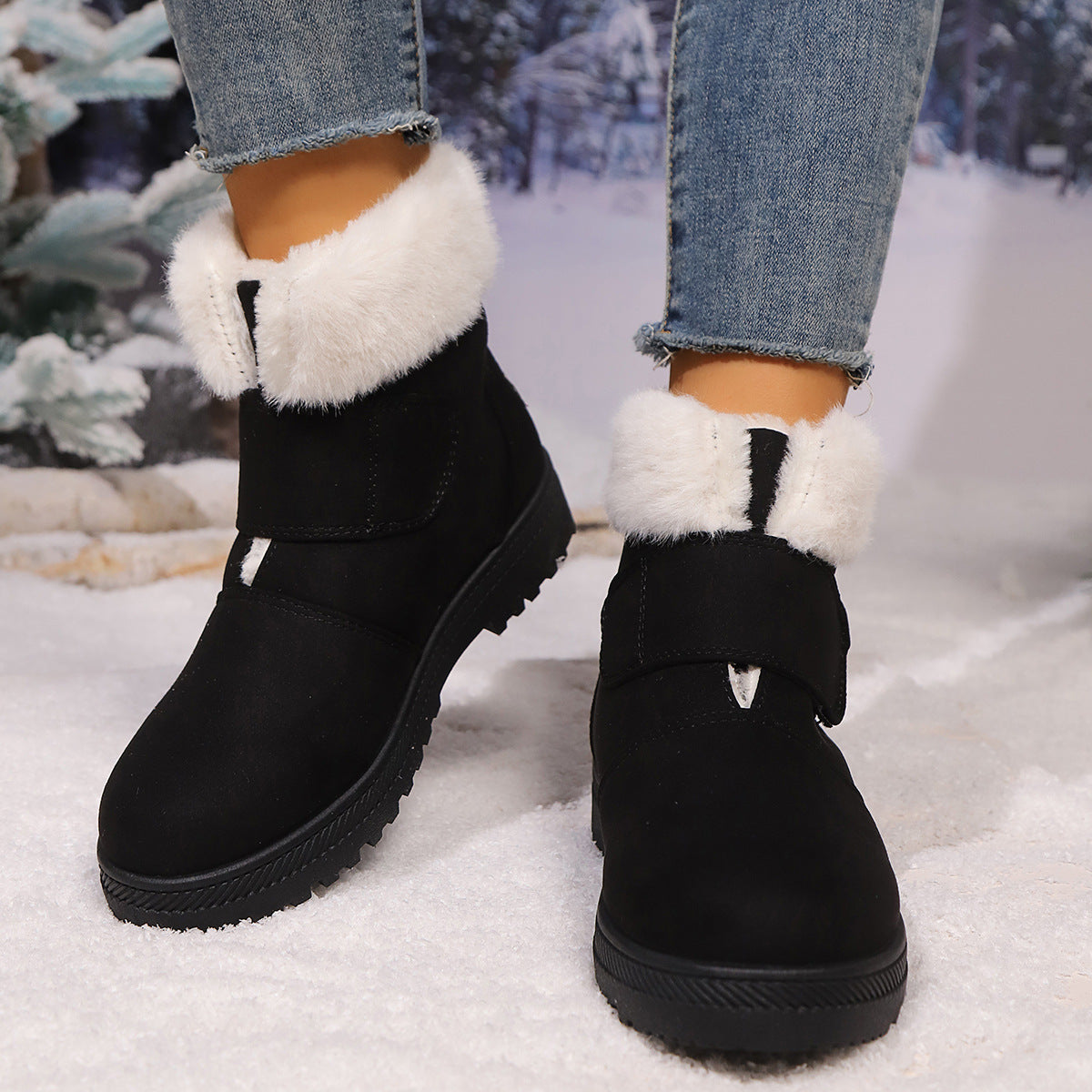 SFRCORD® Women's Winter Slip-On Low Heel Non-Slip TPU Sole Snow Boots