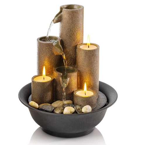 Table Top Water Fountain With Candle Holders