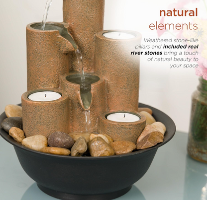 Table Top Water Fountain With Candle Holders