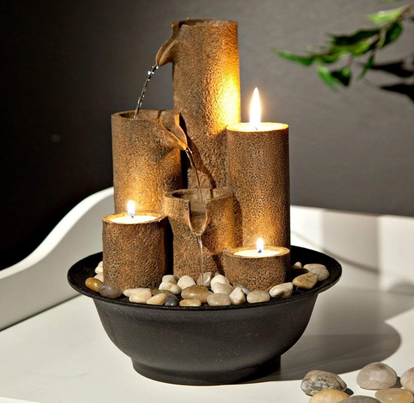 Table Top Water Fountain With Candle Holders