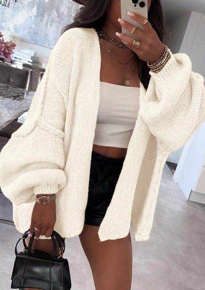 SFRCORD® Womens Oversized Cardigan Sweaters Fall Long Lantern Sleeve Knit Open Front Lightweight Sweater