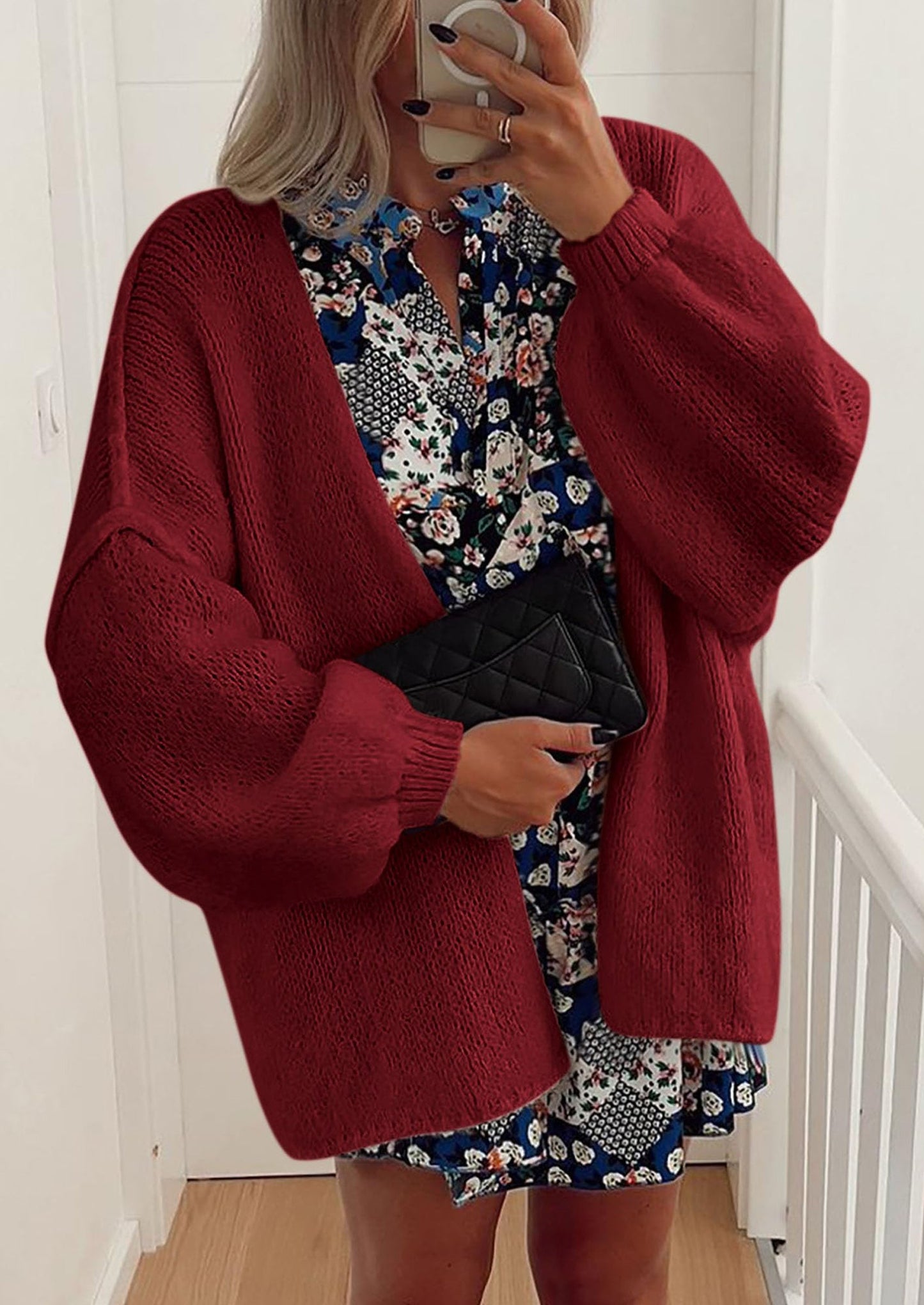 SFRCORD® Womens Oversized Cardigan Sweaters Fall Long Lantern Sleeve Knit Open Front Lightweight Sweater