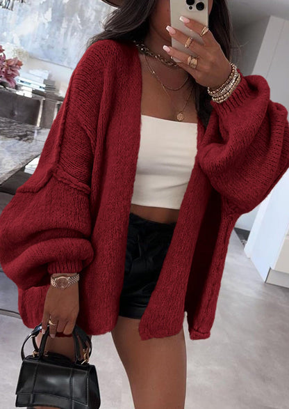 SFRCORD® Womens Oversized Cardigan Sweaters Fall Long Lantern Sleeve Knit Open Front Lightweight Sweater