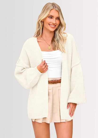 SFRCORD® Womens Oversized Cardigan Sweaters Fall Long Lantern Sleeve Knit Open Front Lightweight Sweater