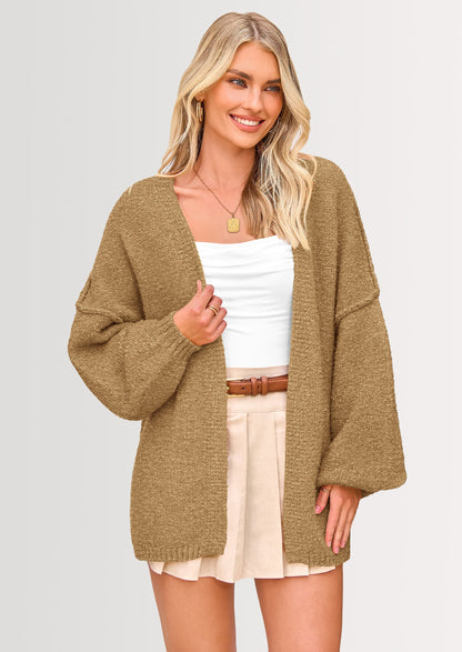SFRCORD® Womens Oversized Cardigan Sweaters Fall Long Lantern Sleeve Knit Open Front Lightweight Sweater