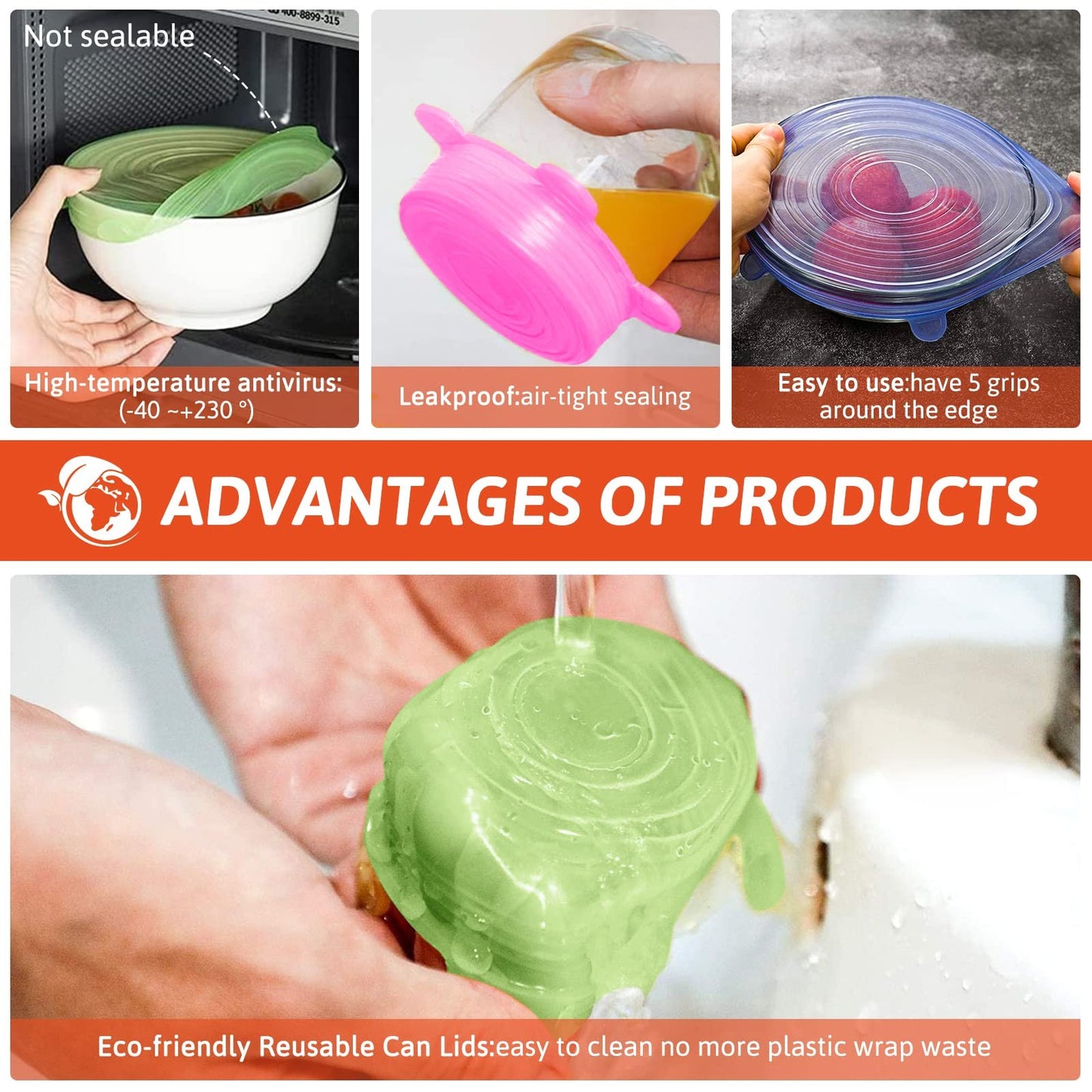 CILIFER® Silicone Cover Stretch Lids Reusable Airtight Food Wrap Covers