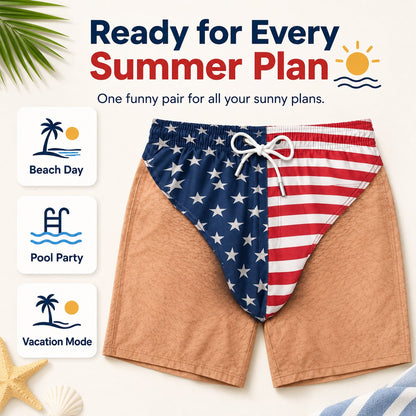 🇺🇸 Funny Patriotic Men's Swim Trunks – Freedom & Chill Summer Beach Shorts 🏖️😎