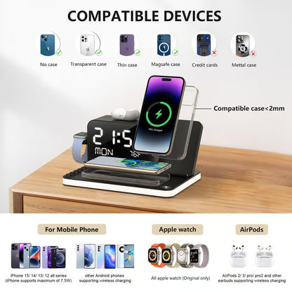 CILIFER® 7 in 1 Charging Station with Clock. Wireless Charger with Night Light(Fast Charging)⚡