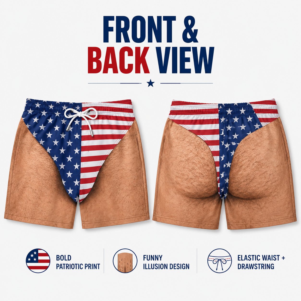 🇺🇸 Funny Patriotic Men's Swim Trunks – Freedom & Chill Summer Beach Shorts 🏖️😎
